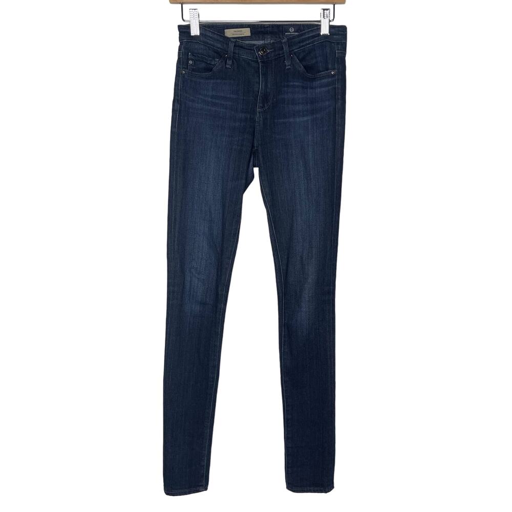 AG Adriano Goldschmied Womens 24 The Middi Mid Rise Legging Jeans in Dark Wash